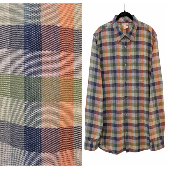Carbon 2 Cobalt Mens Size L Multicolor Transiition Check Plaid 100% Cotton Shirt - Picture 1 of 9